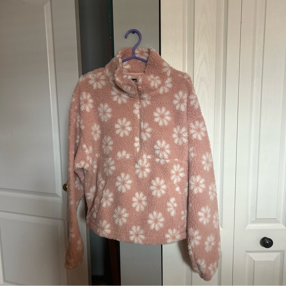 Ardene Pink Floral Teddy Jacket